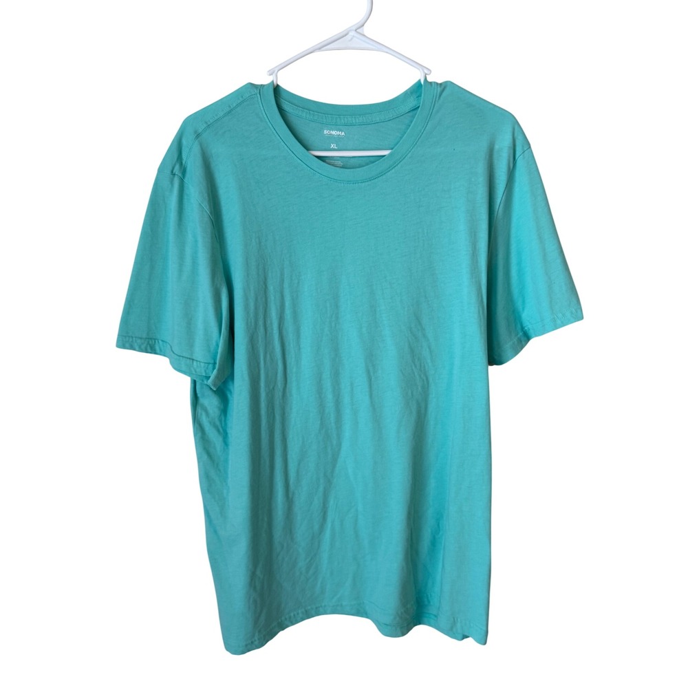 Sonoma Goods For Life Mens XL Teal Aqua Crewneck Short Sleev T-Shirt Solid Basic